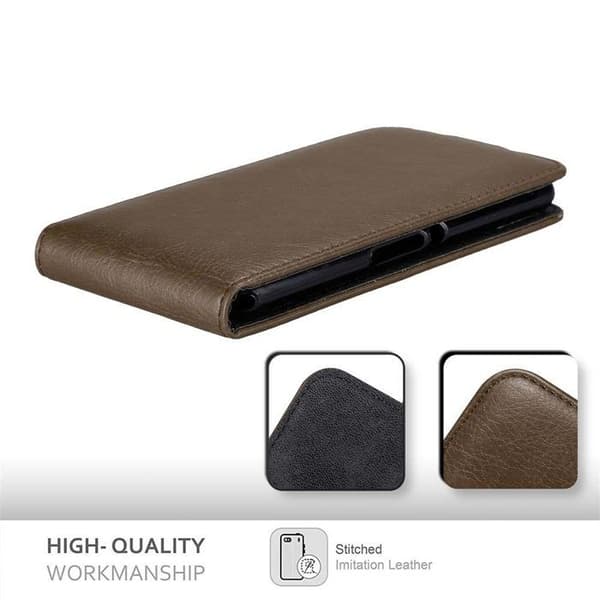 Etui för Sony Xperia E3 Flip-fodral i MÖRK BRUN Skydd brun
