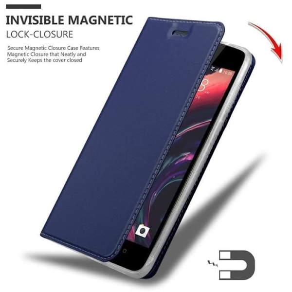 Coque - Cadorabo - HTC Desire 10 Lifestyle - KLASSISK MÖRKBLÅ - Halvstyv - Magnetisk KLASSIG MÖRKBLÅ