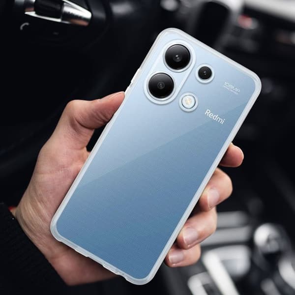 Transparent stötsäker silikonfodral för Redmi Note 13 4G Vit