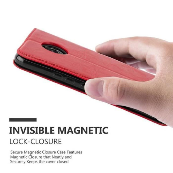 Lenovo (Motorola) MOTO X4-fodral i APPLE RED från Cadorabo (INVISIBLE MAGNETIC CLOSURE Design) Fodral med fullständigt skydd