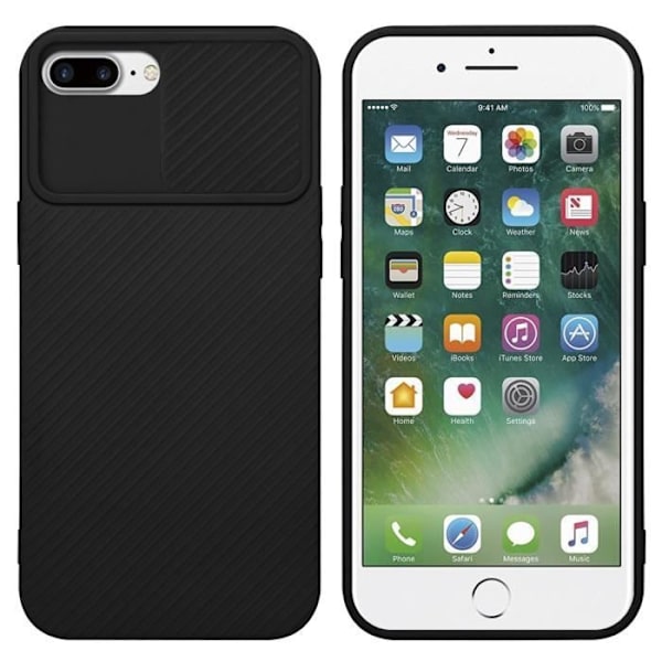 Hus - CADORABO - iPhone 7 PLUS / 7S PLUS / 8 PLUS - Silikon TPU - Skydd för kamera - Svart Svart