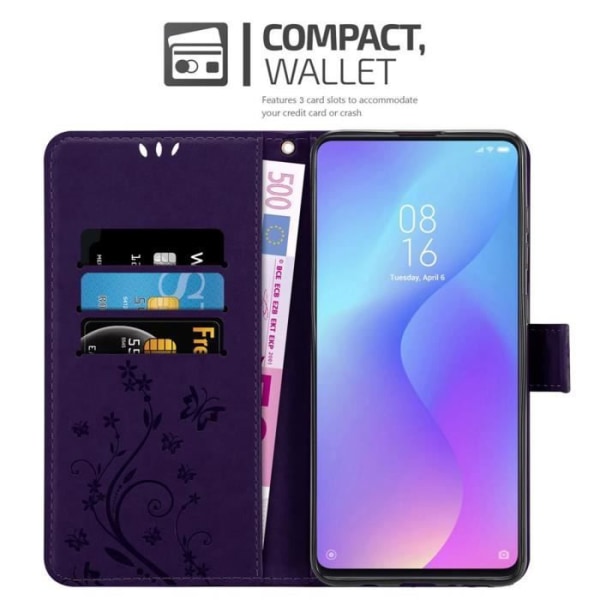 Fodral till Xiaomi Mi 9T / Mi 9T PRO / RedMi K20 / RedMi K20 PRO i DARK LILAC FLORAL Cadorabo Cover Protection Floral Mörklila blommig