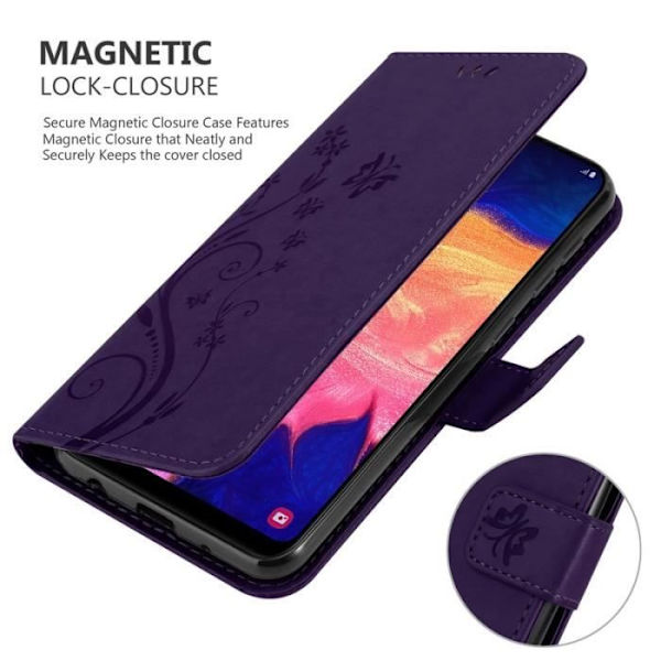 Cadorabo Fodral för Samsung Galaxy A10 i lila - blommig design