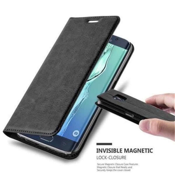 Samsung Galaxy S6 EDGE Fodral i NIGHT BLACK från Cadorabo (INVISIBLE MAGNETIC CLOSURE Design) Helt skyddsfodral med