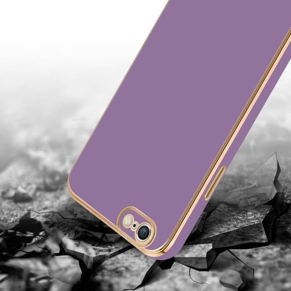 iPhone 6 PLUS / 6S PLUS Fodral Glansig Lila - Guld med skydd för kamera Violett