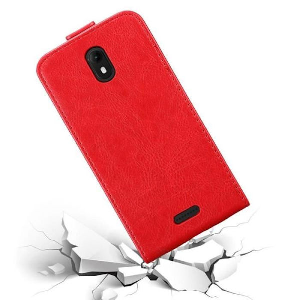 Skyddshus - CADORABO - WIKO VIEW GO - Röd - Syntetläder - Flip med magnetstängning Röd