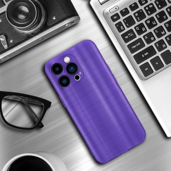 iPhone 14 PRO Fodral Borstad Lila Kameraskydd Violett