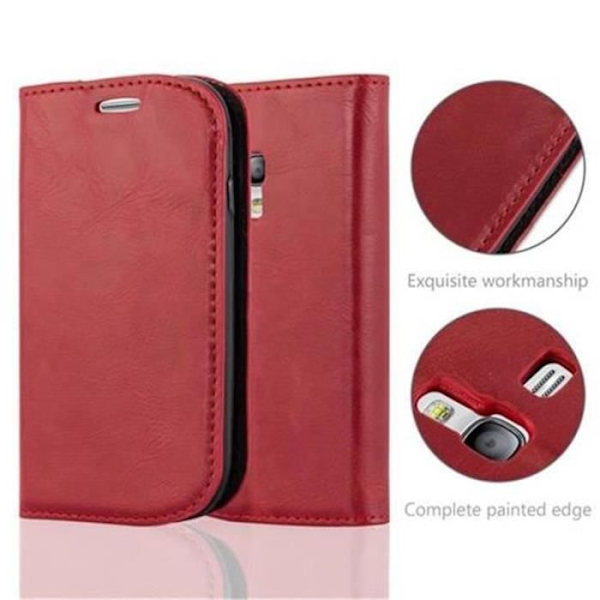 Cadorabo Fodral Samsung Galaxy S3 MINI RÖD Osynlig MAGNETISK STÄNGNING Fodral Fodral Stöder Stand Card Slot