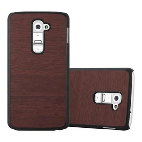 LG G2-fodral i WOODY CAFÈ BROWN av Cadorabo (Woody Design) Ultratunt hårt plastfodral Styvt hårt fodral med anti-chock och