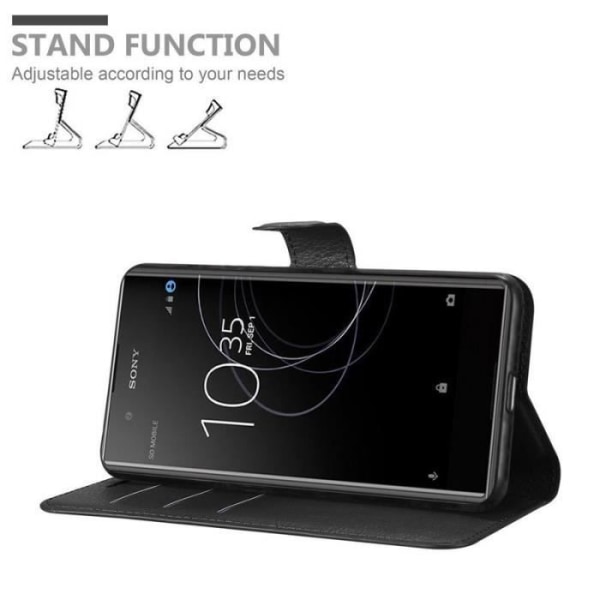 Coque - CADORABO - Sony Xperia XA1 PLUS - Similskinn - Ställfunktion - Magnetstängning Svart