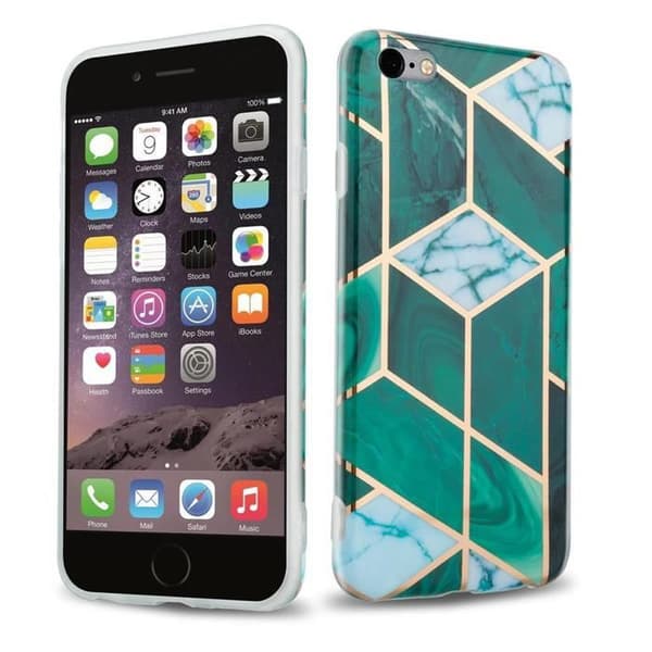Skal för iPhone 6 PLUS / 6S PLUS i Marmor Guld Vit Mörkgrön Nr. 6 Skyddsetui Grön