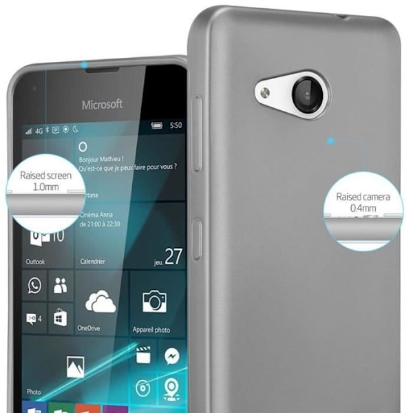 Cadorabo Fodral fungerar med Nokia Lumia 550 i METALLIC GREY - Stötsäker och reptålig TPU silikonhölje - Ultra Slim