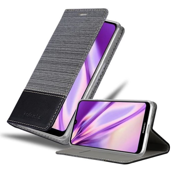 Coque för Huawei Y6S - CADORABO - Fodral i konstläder - Grå Svart - Magnetisk stängning - Ställfunktion MÖRKGRÅ