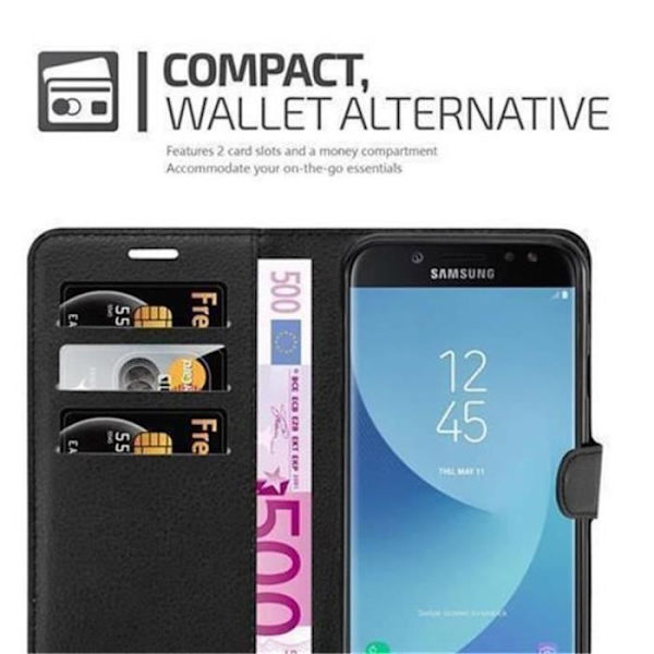 Cadorabo Fodral Samsung Galaxy J3 2017 SVART Fodral Fodral Fullt skydd Magnetlås Stöder Stand Card Slot
