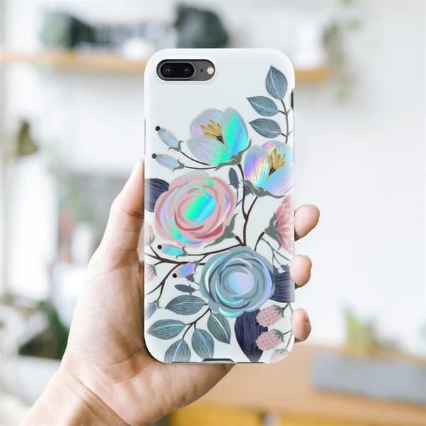 Skal för iPhone 7 PLUS / 7S PLUS / 8 PLUS i PIONER Blommor Skyddande Etui Floral Design Vit