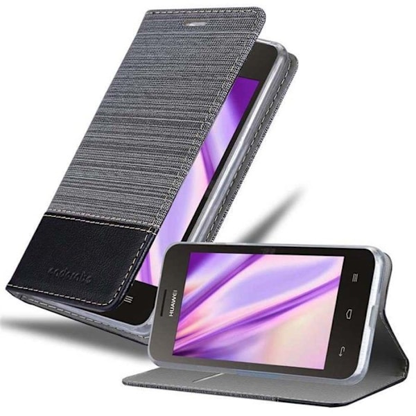 Coque för Huawei Y3 / Y3C / Y330 / Y331 / Y360 Fodral i GRÅ SVART Etui Case Cover Skydd med magnetisk stängning Grå