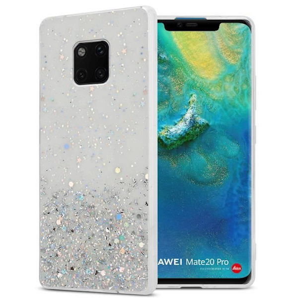 Coque - CADORABO - Huawei MATE 20 PRO - Transparent med Glitter - Ultra tunn - Stötresistent skydd Transparent med glitter