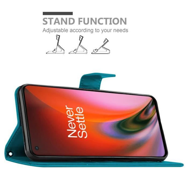 Coque - CADORABO - OnePlus Nord 2 5G - Similicuir - Blommig - Ställfunktion BLOMMA BLÅ