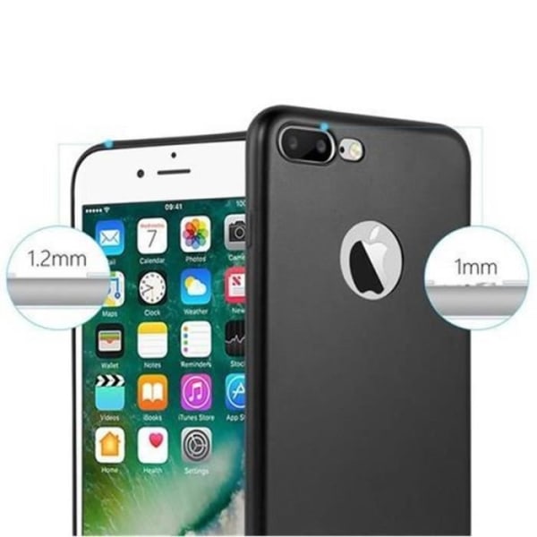 Fodral Apple iPhone 8 PLUS / 7 PLUS / 7S PLUS METALLIC SVART Cadorabo MATTE METALLIC Skal TPU Silikonfodral Fodral Ultra Slim Bumper