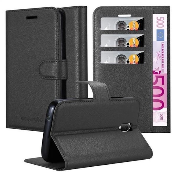 Fodral - CADORABO - WIKO SUNNY 3 MINI - Läderimitation - Stativfunktion - 3 kortfack Svart