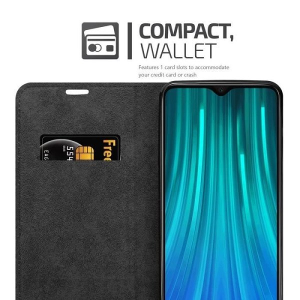 Étui - CADORABO - Xiaomi RedMi NOTE 8 PRO - Syntetiskt läder Svart - Magnetstängning - Ställfunktion Svart