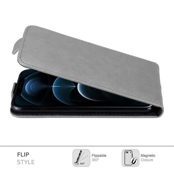 Etui för iPhone 12 PRO MAX Flip-fodral i TITAN GRÅ Skyddsfodral Grå
