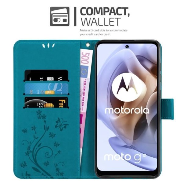 Fodral för Motorola MOTO G31 / G41 Fodral i BLUE FLORAL Fodral Skyddsskydd Blommig plånbok