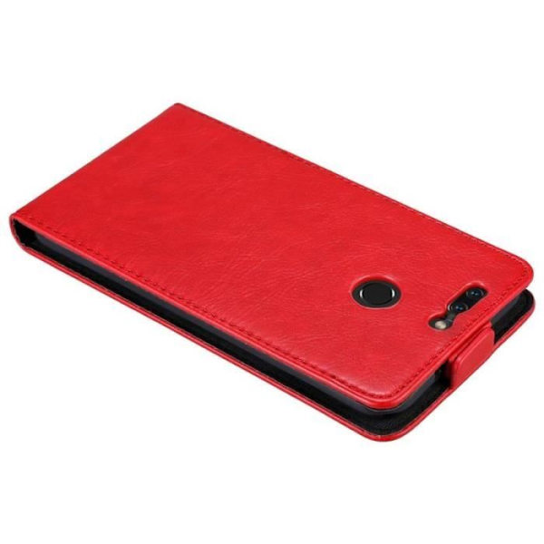 Coque - CADORABO - Honor 8 PRO - Syntetiskt läder - Röd - Magnetisk stängning Röd