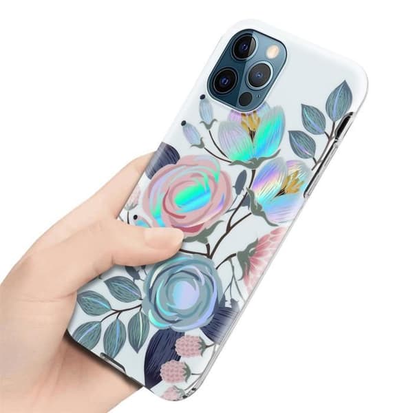 Skal för iPhone 12 PRO MAX i PIONER Blomsterdesign Skyddsetui Vit