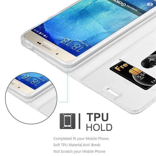 Flip-fodral för Samsung Galaxy A8 2015, Klassisk Silver Plånbok Stötsäker Grå