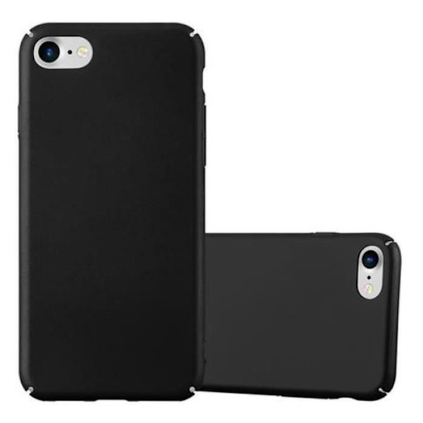 Hårt skyddsfodral för Apple iPhone 8 / 7 / 7S - CADORABO - Svart metall matt design - Ultratunn stötfångare