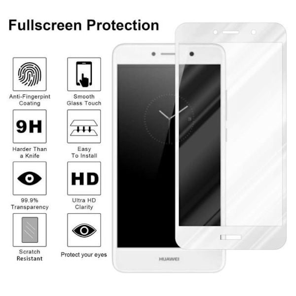 Skärmskydd - CADORABO - Huawei ENJOY 7 PLUS - Härdat glas - Genomskinlig - Reptålig Svart vit