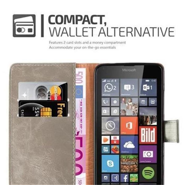Cadorabo Nokia Lumia 640 Fodral BRUN CAPPUCINO LYX Magnetisk skyddsfodral som stöder stativ och kortplats