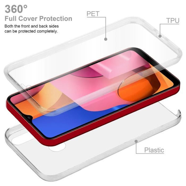 Cadorabo Fodral för Samsung Galaxy A20s i Transparent Fodral 360° Helkroppsskydd Skärmskydd