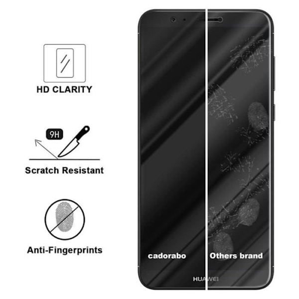 Skyddsfilm - CADORABO - Huawei P SMART 2018 - Härdat glas - Reptåligt - 0,3 mm tjockt Svart
