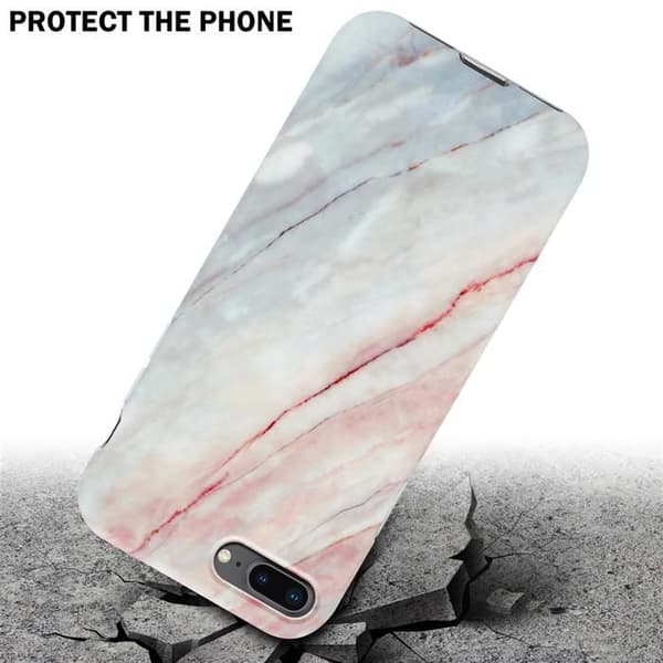 Etui för iPhone 7 PLUS / 7S PLUS / 8 PLUS Marmor Rosa Vit No. 21 Etui Fodral Skydd Ros