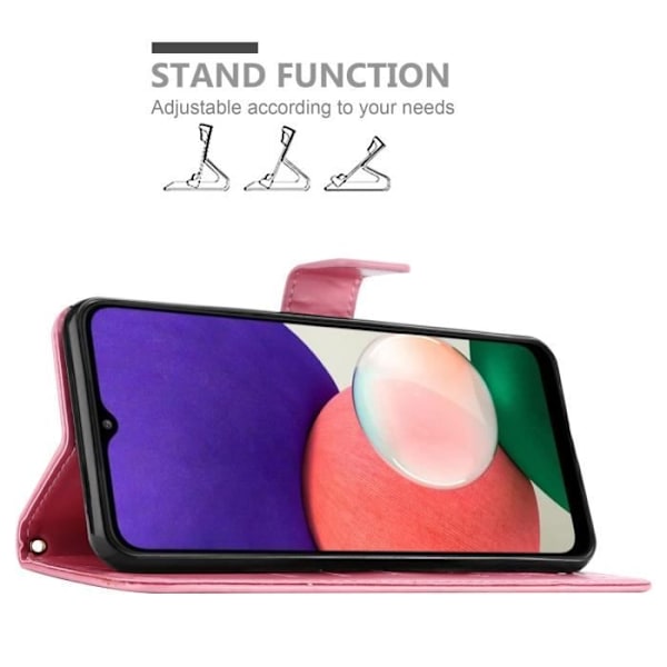 Coque för Samsung Galaxy A22 5G - CADORABO - Rosa Blommig - Kunstläder - Ställfunktion - Plånbok Rosa blommig