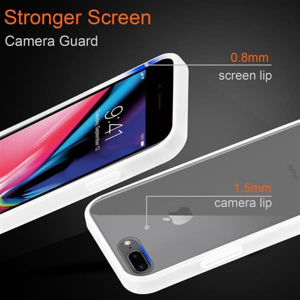 Skal för iPhone 6 PLUS / 6S PLUS / 7 PLUS / 7S PLUS / 8 PLUS i Transparent Frostad Stötsäker Skydd Vit