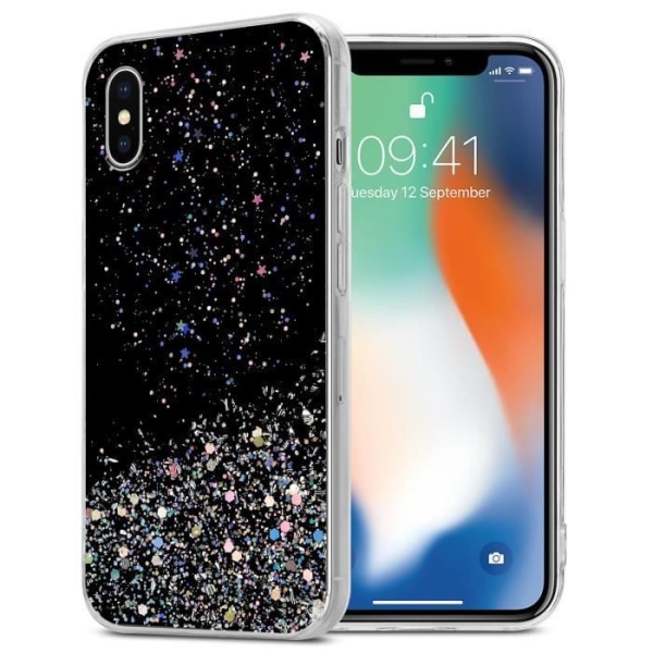 Fodral för Apple iPhone X / XS Fodral i svart med Glitter Fodral Cover Silikon TPU Glitter paljetter