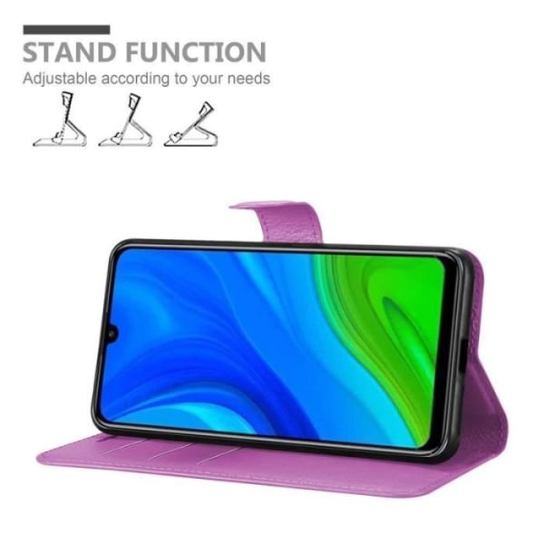 Fodral - CADORABO - Huawei P Smart 2020 - Läderimitation - Stativfunktion - 3 kortfack Lila