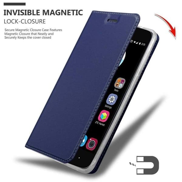 Fodral med lock för ZTE Blade V8 MINI Etui i MÖRKBLAU Klassisk Plånbok Stötsäker Blå