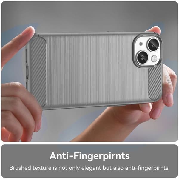 Skal för iPhone 14 PLUS BORSTAD GRÅ Kolfiberdesign Grå