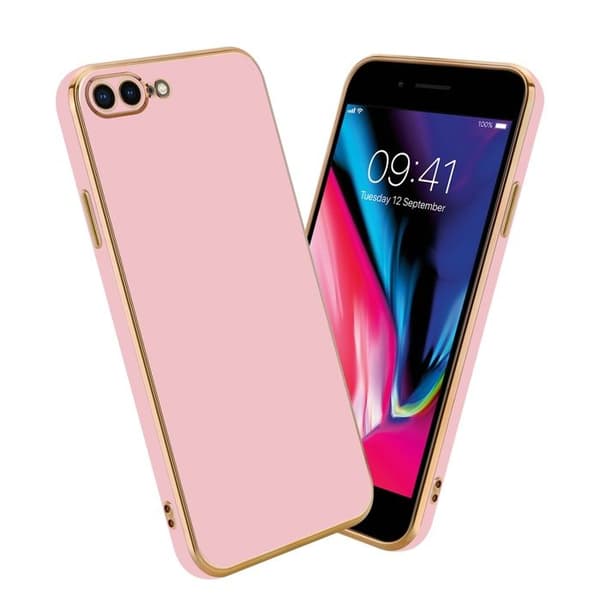 Fodral för iPhone 7 PLUS / 7S PLUS / 8 PLUS Glansig Roséguld med skydd för kamera Ros