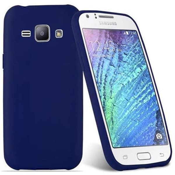 Skyddsfodral för Samsung Galaxy J1 2015 CANDY MÖRKBLOMMA Stötsäker Silikon Blå