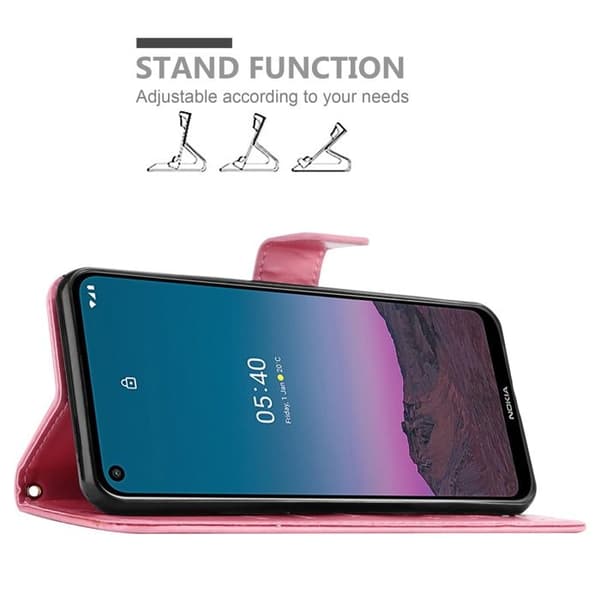 Fodral med lock för Nokia 5.4 Etui i ROSA BLOMMÖNSTER Skydd Design Blommig Plånbok Ros