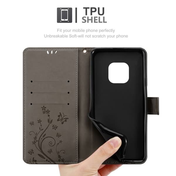 Fodral med lock för Nokia XR20 Etui i GRÅ BLOMMÖNSTER Skydd Design Blommig Plånbok Grå