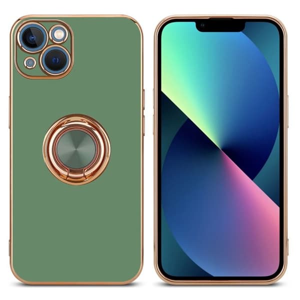 iPhone 13 MINI Fodral Glansig Ljusgrön - Guld med kameraskydd Grön