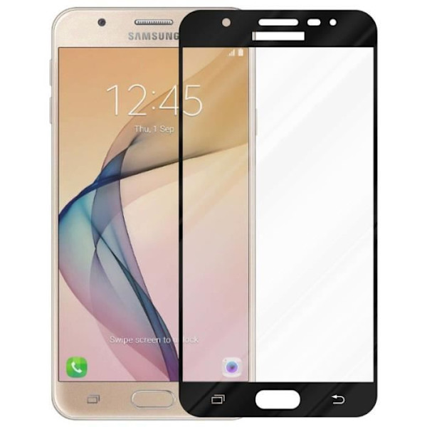 Cadorabo härdat glas Samsung Galaxy J5 PRIME - ON5 2016 Skärmskyddsfilm Glas Display-skydd TRANSPARENT med SVART Transparent, svart