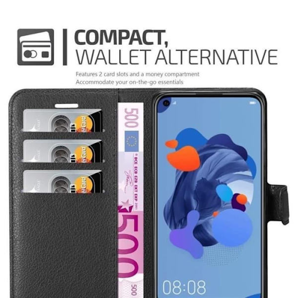 Cadorabo fodral till Huawei NOVA 5i / P20 LITE 2019 - i svart - Bokställsfunktion Svart