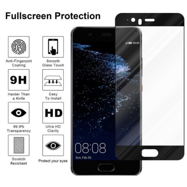 Cadorabo Tempered Glass Huawei P10 PLUS Full Film Screen Protection Glas Display Protectors TRANSPARENT med SVART